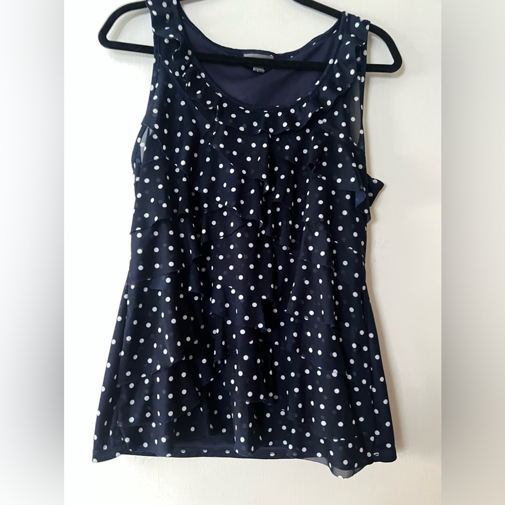 Blue polka dot blouse